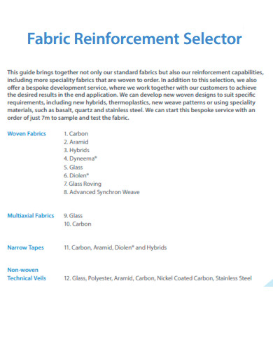 Fabric Reinforcement Selector