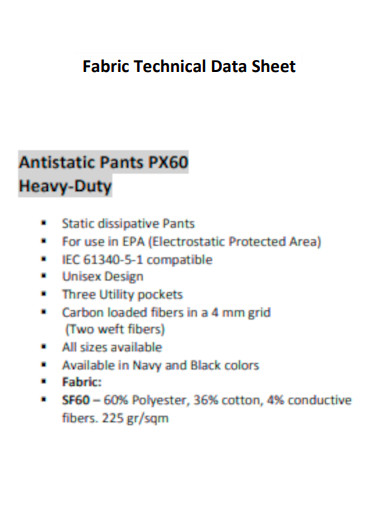 Fabric Technical Data Sheet