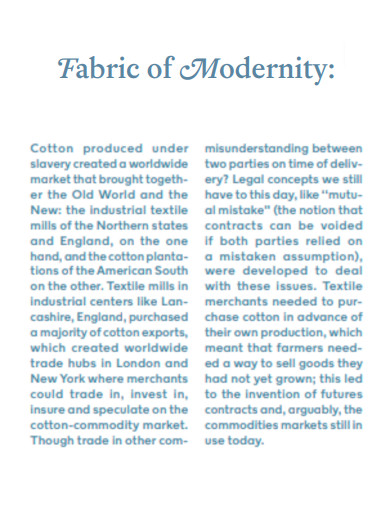 Fabric of Modernity