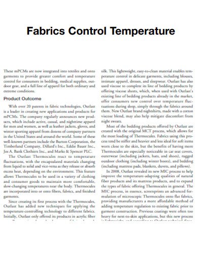 Fabrics Control Temperature