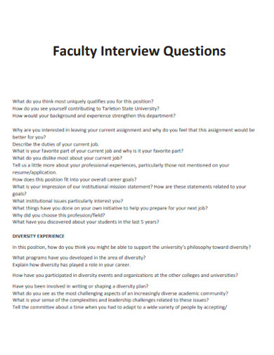 Faculty Interview Questions
