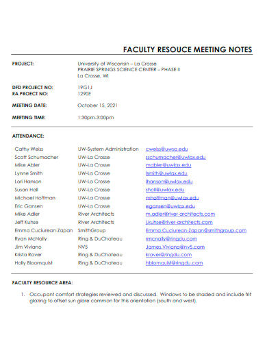 Faculty Resources Meeting Notes