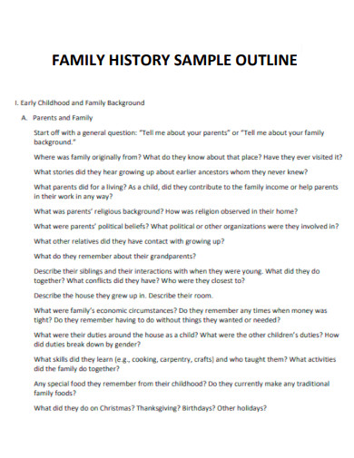 Family History Outline