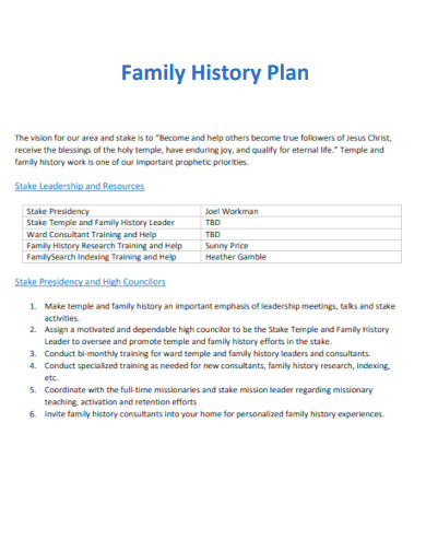 Family History Plan