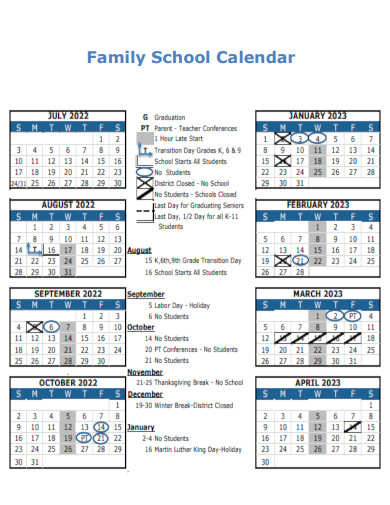 Family School Calendar