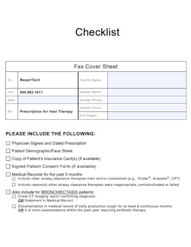 Fax Cover Sheet Checklist