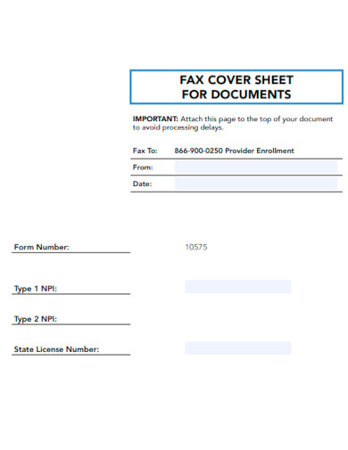 Fax Cover Sheet for Document