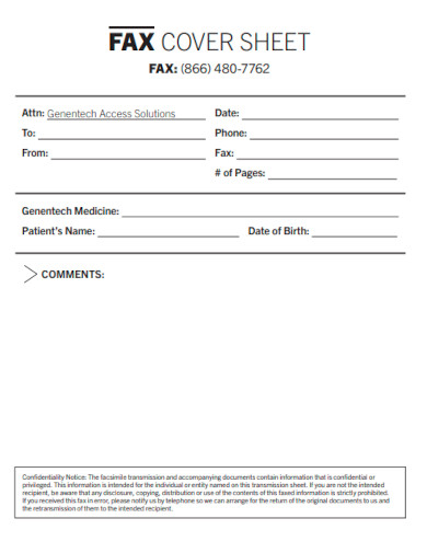 Fax Cover Sheet with Comments