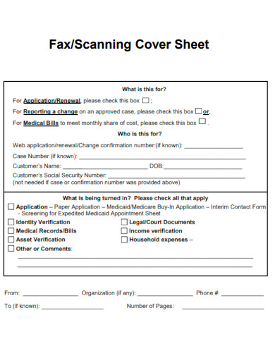 Fax Scanning Cover Sheet