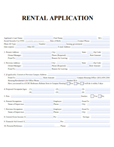 Fillable Rental Application