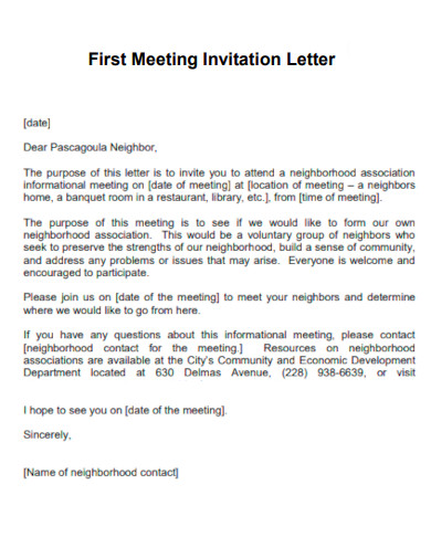 First Meeting Invitation Letter