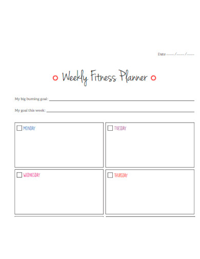 Fitness weekly Planner