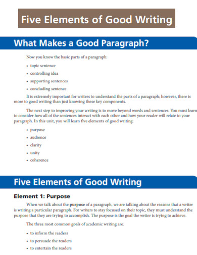 Five Elements of Good Writing
