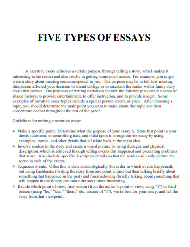 Five Types of Essay