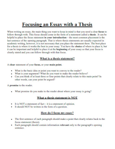 Focusing an Essay with a Thesis