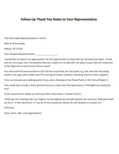 Follow Up Thank You Notes to Your Representative