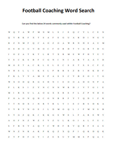Football Coaching Word Search