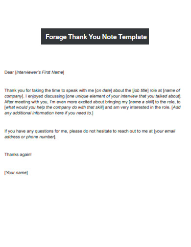 Forage Thank You Note Template