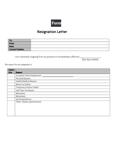 Form Resignation Letter