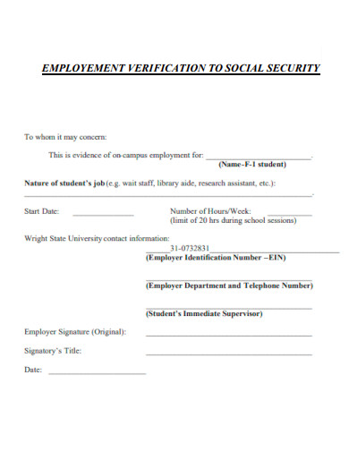 Formal Employment Verification Letter