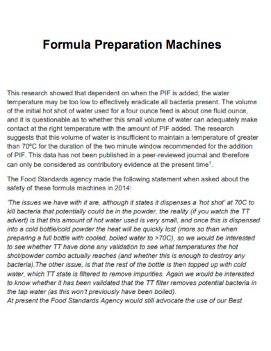 Formula Preparation Machines