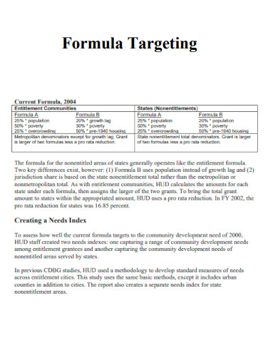 Formula Targeting