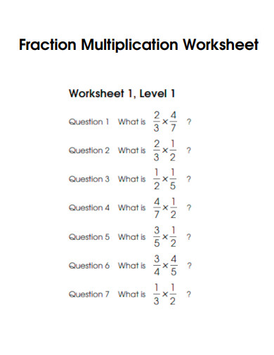 Fraction Multiplication Worksheet