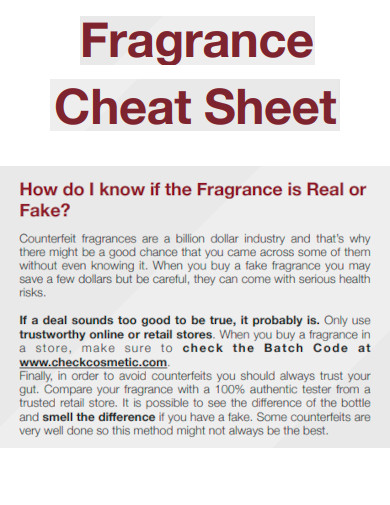 Fragrance Cheat Sheet