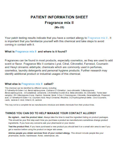Fragrance mix patient Information Sheet