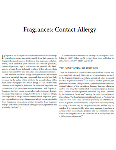 Fragrances Contact Allergy