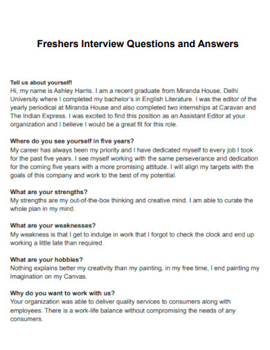 Freshers Interview Questions and Answers