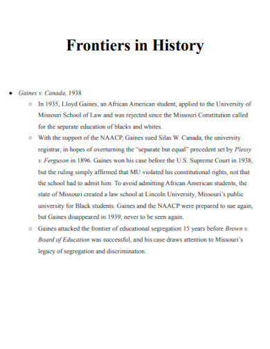 Frontiers in History