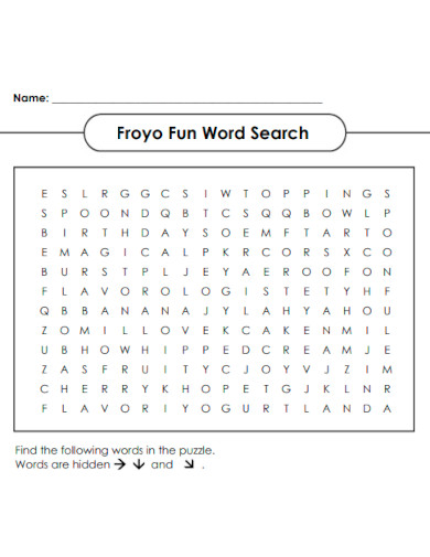 Froyo Fun Word Search