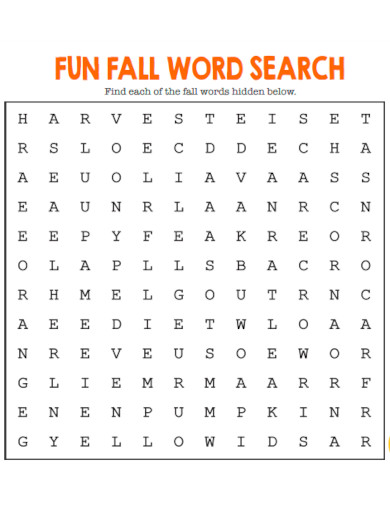 Fun Fall Word Search