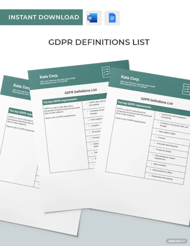 GDPR Definitions List