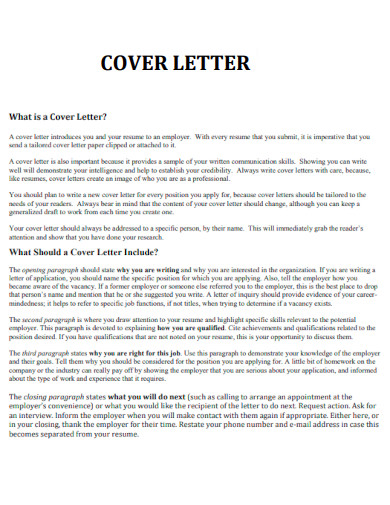 General Cover Letter for Resume