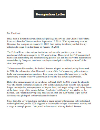 General Resignation Letter