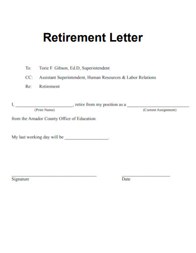 General Retirement Letter