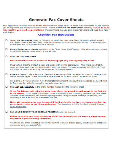 Generate Fax Cover Sheet