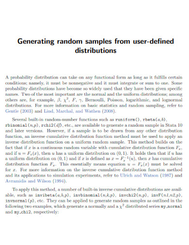 Generating random samples from user defined Distribution