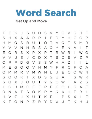 Get Up and Move Word Search