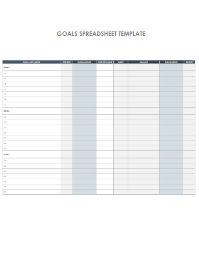 Goals Spreadsheet