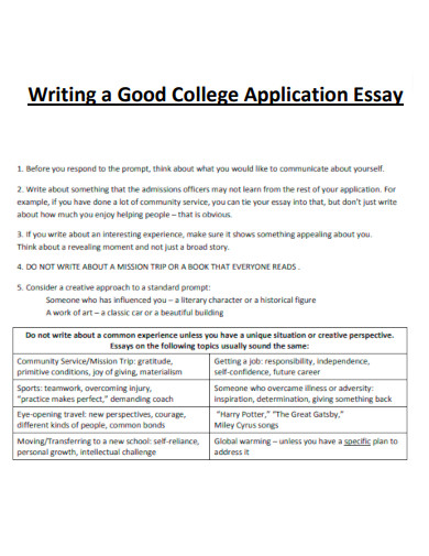 Good College Application Essay