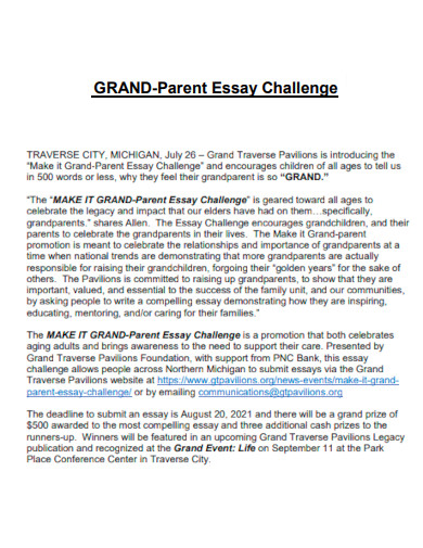 Grand Parent Essay Challenge