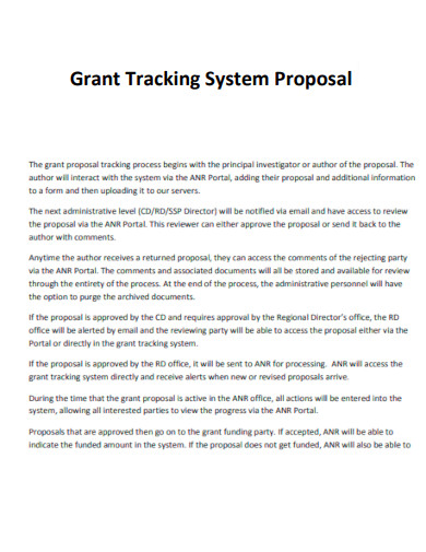 Grant Tracking System Proposal
