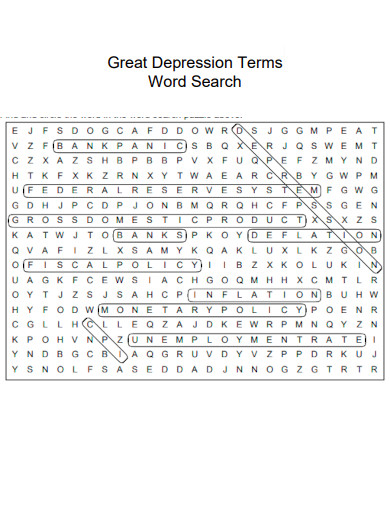 Great Depression Terms Word Search
