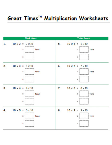 Great Times Multiplication Worksheet