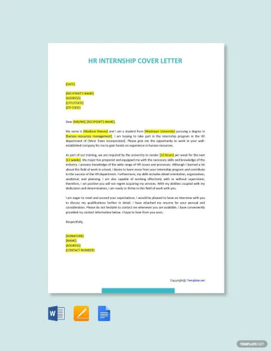 HR Internship Cover Letter