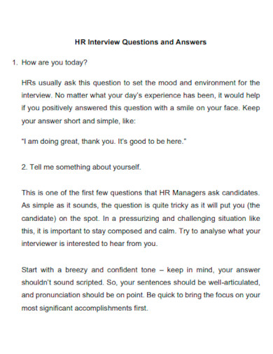HR Interview Questions and Answers