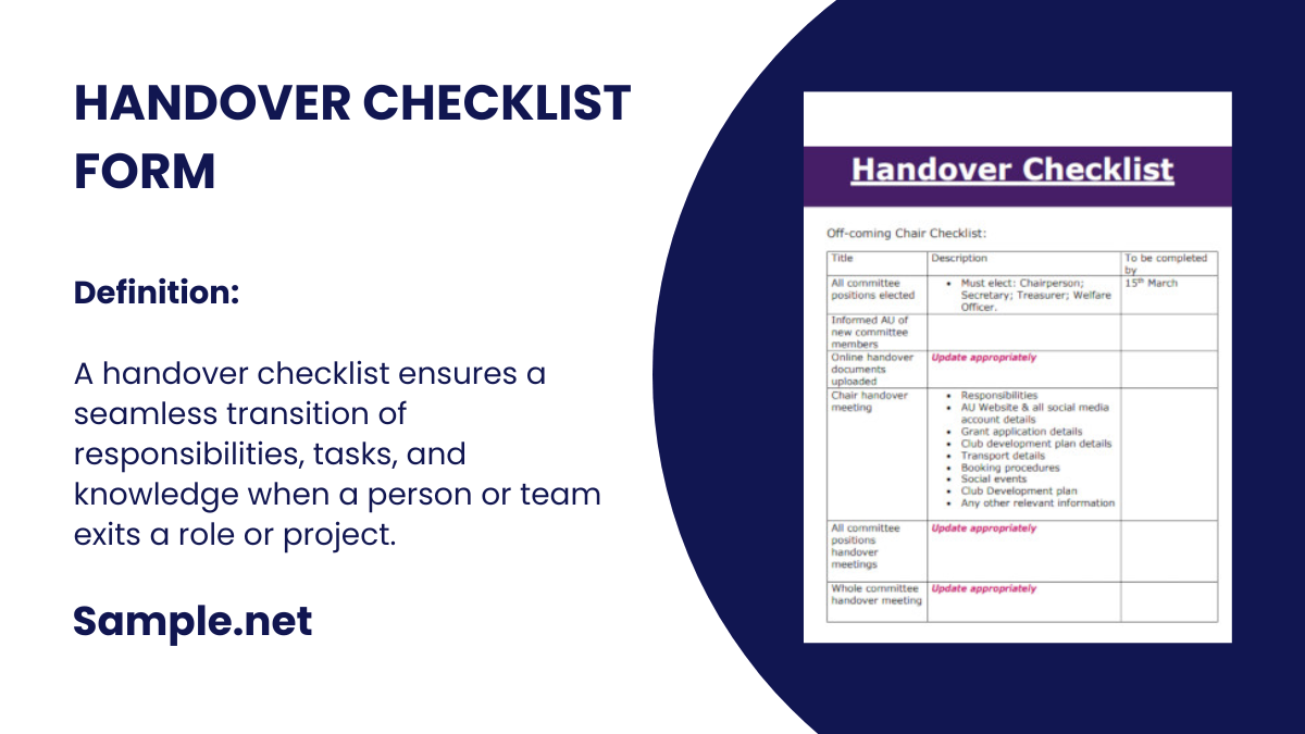 Handover Checklist